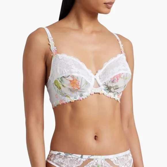 LISE CHARMEL Tulle and Lace Underwire Bra in a Floral Print Size 32C NWT - Picture 2 of 4